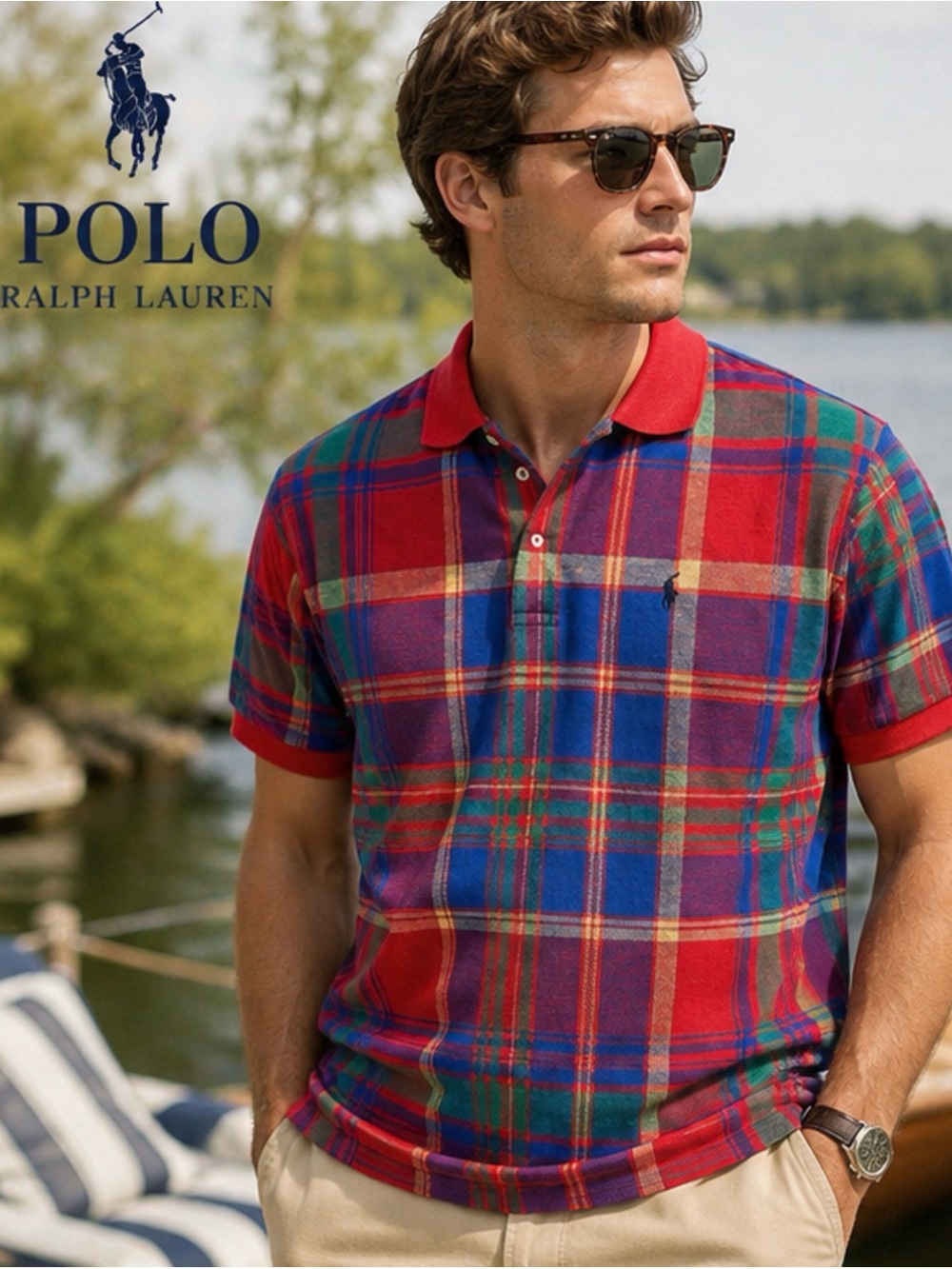 Vintage Polo Ralph Lauren • USA Made Plaid Polo Shirt Men’s Medium